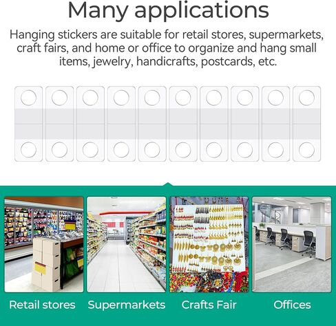 500 Pcs Hang Tags, 1-1/4 x 7/8 Inch Self-Adhesive Clear Hang Tags with Round Hole, Plastic Hanging Tabs for Retail, Jewelry, Handicrafts, Small Items Display in Saudi Arabia