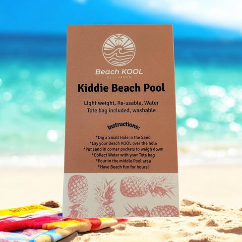 Baby Pool - Beach Kool Kiddie and Toddler Pool Play mat for The Beach. Animal Design. Kid Pools, with re-usable Carrying case Tote Bag- Kids Splash Pad (Teal Beachy Kool) in Saudi Arabia
