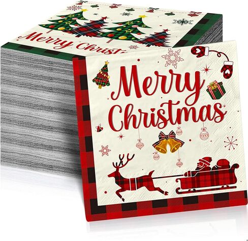 48Pcs Buffalo Plaid Napkins Buffalo Plaid Christmas Decorations Christmas Party Supplies Christmas Buffalo Plaid Decorations Christmas Napkins for Christmas Party Decorations in Saudi Arabia