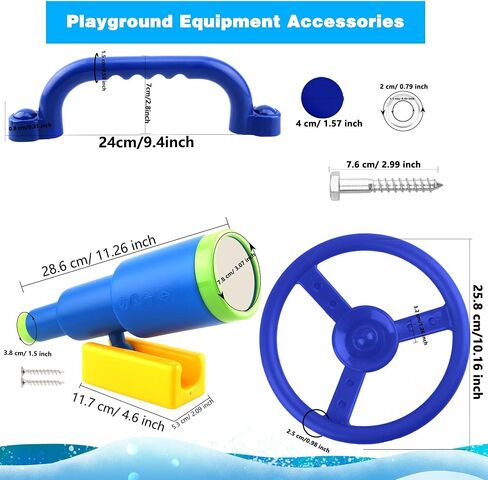 8 Pcs Kids Playground Accessories Plastic Steering Wheel Playhouse Safety Handle Swingset Telephone Telescope Swingset Equipment for Outdoor Backyard Treehouse (Color Set 2) in Kuwait