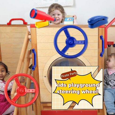 8 Pcs Kids Playground Accessories Plastic Steering Wheel Playhouse Safety Handle Swingset Telephone Telescope Swingset Equipment for Outdoor Backyard Treehouse (Color Set 2) in Kuwait