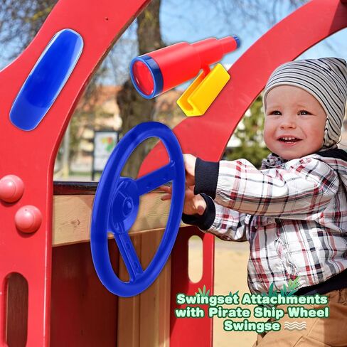 8 Pcs Kids Playground Accessories Plastic Steering Wheel Playhouse Safety Handle Swingset Telephone Telescope Swingset Equipment for Outdoor Backyard Treehouse (Color Set 2) in Kuwait