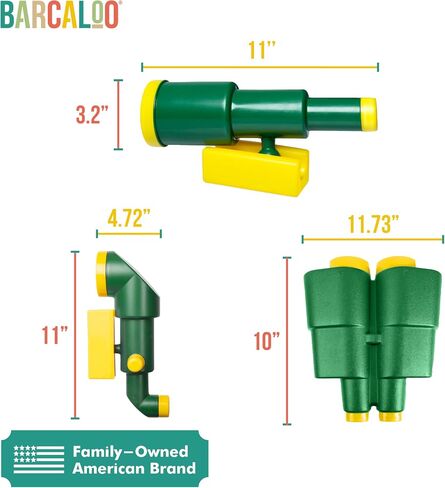 Barcaloo Playhouse Accessories for Kids for Outdoors Playground Sets for Backyards with Telescope, Periscope & Pirate Playset Binoculars Attachments for Backyard Treehouse, Jungle Gym and Swing Set in Kuwait