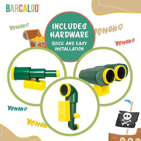 Barcaloo Playhouse Accessories for Kids for Outdoors Playground Sets for Backyards with Telescope, Periscope & Pirate Playset Binoculars Attachments for Backyard Treehouse, Jungle Gym and Swing Set in Kuwait