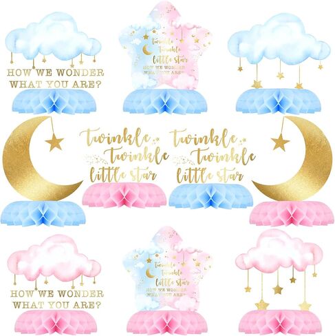 10 Pack Twinkle Twinkle Little Star Party Honeycomb Centerpieces for Kids' Starry Birthday Decorations and Baby Shower Supplies - Cute Star Table Toppers for Twinkle Twinkle Little Star Theme Party in Saudi Arabia