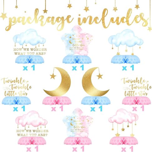 10 Pack Twinkle Twinkle Little Star Party Honeycomb Centerpieces for Kids' Starry Birthday Decorations and Baby Shower Supplies - Cute Star Table Toppers for Twinkle Twinkle Little Star Theme Party in Saudi Arabia
