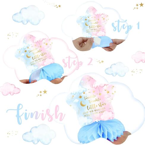 10 Pack Twinkle Twinkle Little Star Party Honeycomb Centerpieces for Kids' Starry Birthday Decorations and Baby Shower Supplies - Cute Star Table Toppers for Twinkle Twinkle Little Star Theme Party in Saudi Arabia