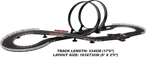 SuperFun 203-1/43 USB Power Slot Car Racing Set, Layout Size: 65"x37", LED Headlights, Lap Counter, Ages 8+ in Kuwait