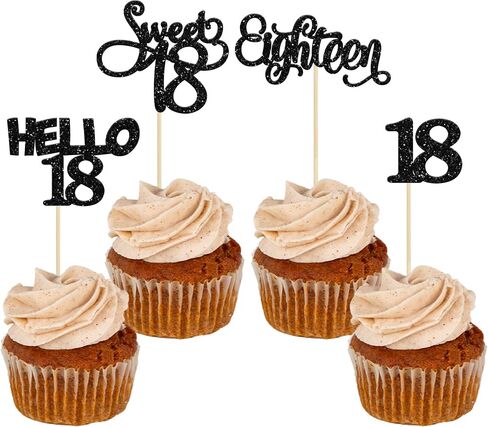 Gyufise 24Pcs Black Glitter 21st Birthday Cupcake Toppers Legal A Cake Decorations Hello 21 Twenty One Cupcake Picks for 21st Birthday Cake Decorations Supplies in Saudi Arabia