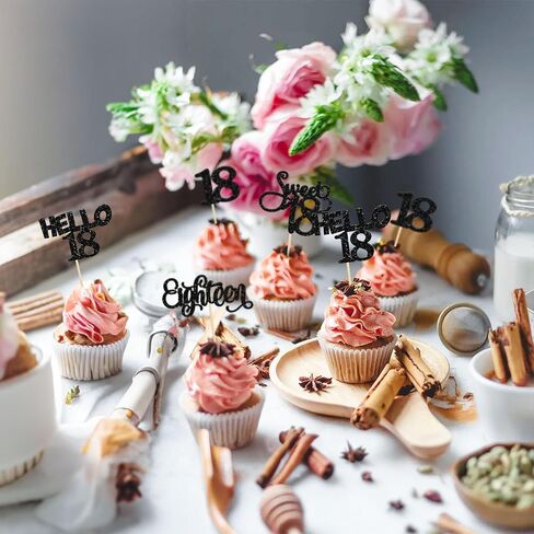 Gyufise 24Pcs Black Glitter 21st Birthday Cupcake Toppers Legal A Cake Decorations Hello 21 Twenty One Cupcake Picks for 21st Birthday Cake Decorations Supplies in Saudi Arabia