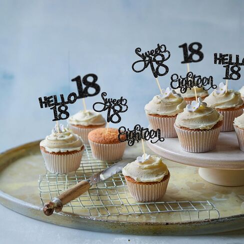 Gyufise 24Pcs Black Glitter 21st Birthday Cupcake Toppers Legal A Cake Decorations Hello 21 Twenty One Cupcake Picks for 21st Birthday Cake Decorations Supplies in Saudi Arabia