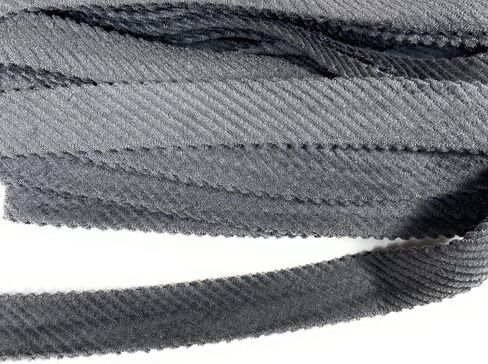 Corderoy Grey FOLD Over Double Fold - Braid Polyester Ribbon Trim 5 Yds Gray Foldover in Saudi Arabia