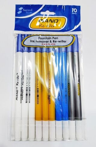 PIANO Fountain Pen Ink Eraser,Eradicator and Fine Blue Tip Corrector: Removes Ink Stains on Paper Surfaces,Re-Riter does the Correction - Pack of 10 in Saudi Arabia