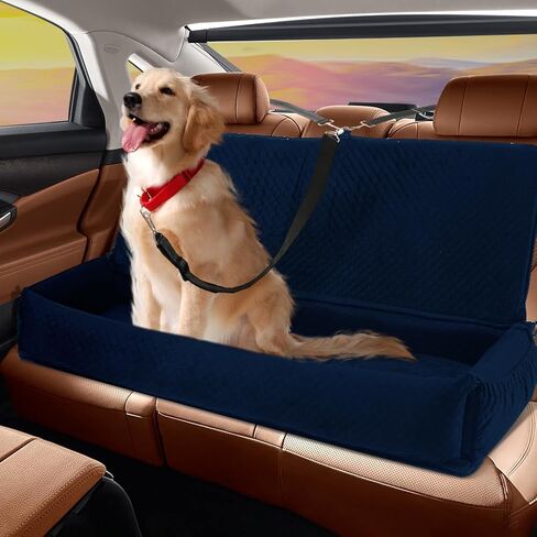 EMUST Dog Car Seat, Comfortable Dog Car Seat for Medium/Large Sized Dog, Wshable Car Seat Bed for Dogs Under 100 LBS with Storage Pocket, Detachable Pet Car Seat for Car SUV Truck, Black in Saudi Arabia