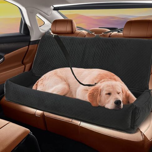 EMUST Dog Car Seat, Comfortable Dog Car Seat for Medium/Large Sized Dog, Wshable Car Seat Bed for Dogs Under 100 LBS with Storage Pocket, Detachable Pet Car Seat for Car SUV Truck, Black in Saudi Arabia