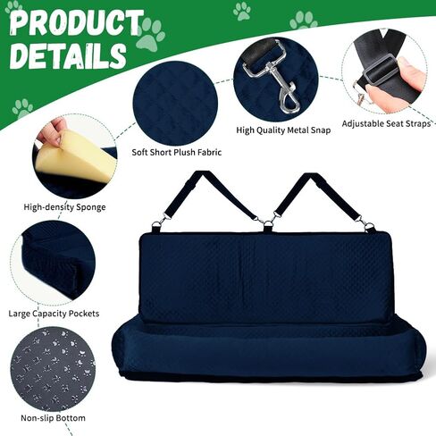EMUST Dog Car Seat, Comfortable Dog Car Seat for Medium/Large Sized Dog, Wshable Car Seat Bed for Dogs Under 100 LBS with Storage Pocket, Detachable Pet Car Seat for Car SUV Truck, Black in Saudi Arabia
