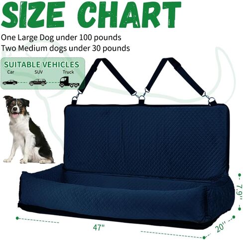 EMUST Dog Car Seat, Comfortable Dog Car Seat for Medium/Large Sized Dog, Wshable Car Seat Bed for Dogs Under 100 LBS with Storage Pocket, Detachable Pet Car Seat for Car SUV Truck, Black in Saudi Arabia