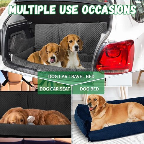EMUST Dog Car Seat, Comfortable Dog Car Seat for Medium/Large Sized Dog, Wshable Car Seat Bed for Dogs Under 100 LBS with Storage Pocket, Detachable Pet Car Seat for Car SUV Truck, Black in Saudi Arabia