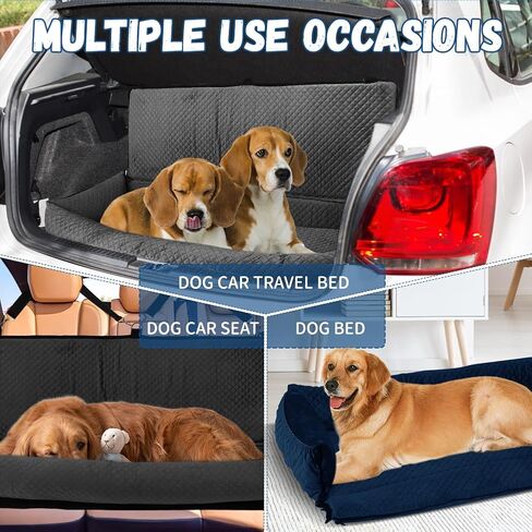 EMUST Dog Car Seat, Comfortable Dog Car Seat for Medium/Large Sized Dog, Wshable Car Seat Bed for Dogs Under 100 LBS with Storage Pocket, Detachable Pet Car Seat for Car SUV Truck, Black in Saudi Arabia