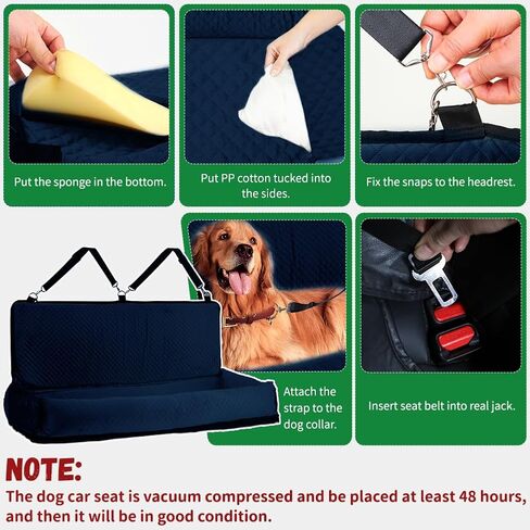 EMUST Dog Car Seat, Comfortable Dog Car Seat for Medium/Large Sized Dog, Wshable Car Seat Bed for Dogs Under 100 LBS with Storage Pocket, Detachable Pet Car Seat for Car SUV Truck, Black in Saudi Arabia