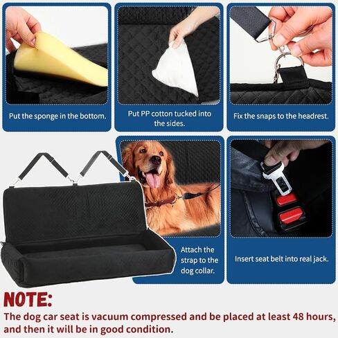 EMUST Dog Car Seat, Comfortable Dog Car Seat for Medium/Large Sized Dog, Wshable Car Seat Bed for Dogs Under 100 LBS with Storage Pocket, Detachable Pet Car Seat for Car SUV Truck, Black in Saudi Arabia