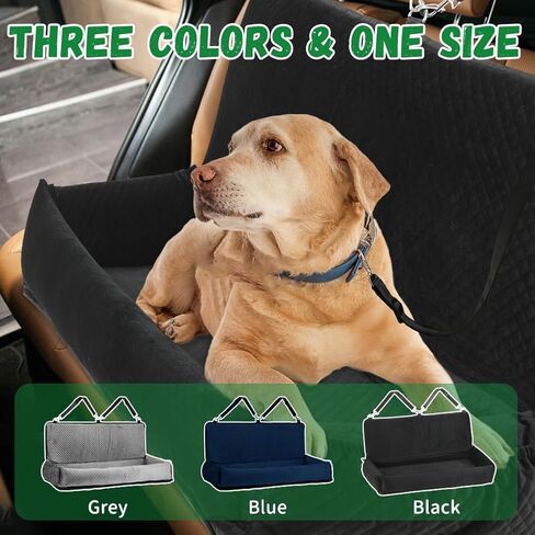 EMUST Dog Car Seat, Comfortable Dog Car Seat for Medium/Large Sized Dog, Wshable Car Seat Bed for Dogs Under 100 LBS with Storage Pocket, Detachable Pet Car Seat for Car SUV Truck, Black in Saudi Arabia