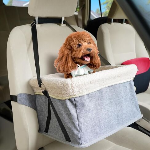 MOHOPE Dog Car Seat for Small Dogs, Upgrade Dog Booster Car Seat with Metal Frame for Small Pets Up to 20lbs, Detachable and Washable Pet Car Seat with Thick Cushion and Safety Leash in Saudi Arabia