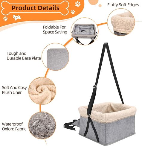 MOHOPE Dog Car Seat for Small Dogs, Upgrade Dog Booster Car Seat with Metal Frame for Small Pets Up to 20lbs, Detachable and Washable Pet Car Seat with Thick Cushion and Safety Leash in Saudi Arabia