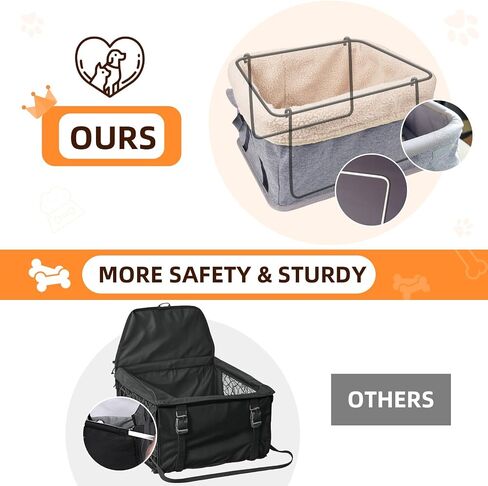 MOHOPE Dog Car Seat for Small Dogs, Upgrade Dog Booster Car Seat with Metal Frame for Small Pets Up to 20lbs, Detachable and Washable Pet Car Seat with Thick Cushion and Safety Leash in Saudi Arabia