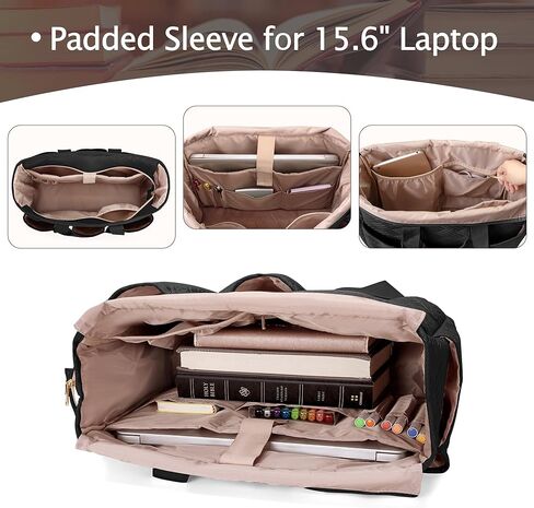 Fasrom Large Bible Cover for Women, Bible Case Study Tote Bag with Laptop Compartment for Church Accessories and Books, Black (Empty Bag Only) in Kuwait