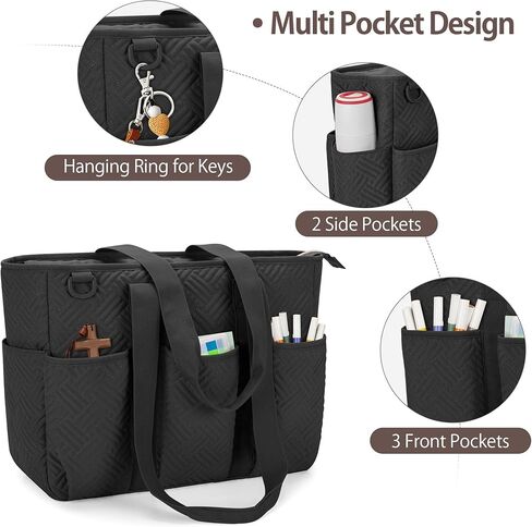 Fasrom Large Bible Cover for Women, Bible Case Study Tote Bag with Laptop Compartment for Church Accessories and Books, Black (Empty Bag Only) in Kuwait