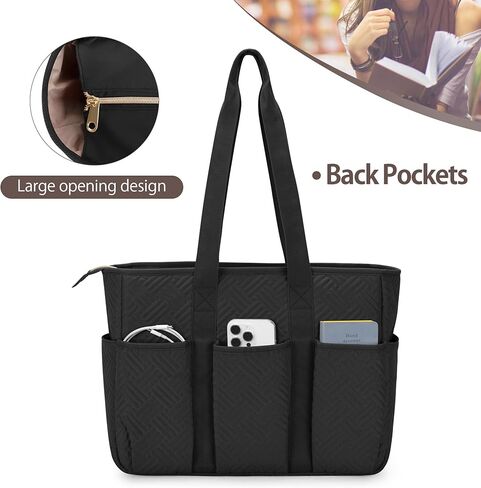 Fasrom Large Bible Cover for Women, Bible Case Study Tote Bag with Laptop Compartment for Church Accessories and Books, Black (Empty Bag Only) in Kuwait