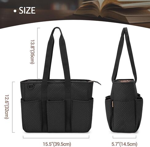 Fasrom Large Bible Cover for Women, Bible Case Study Tote Bag with Laptop Compartment for Church Accessories and Books, Black (Empty Bag Only) in Kuwait