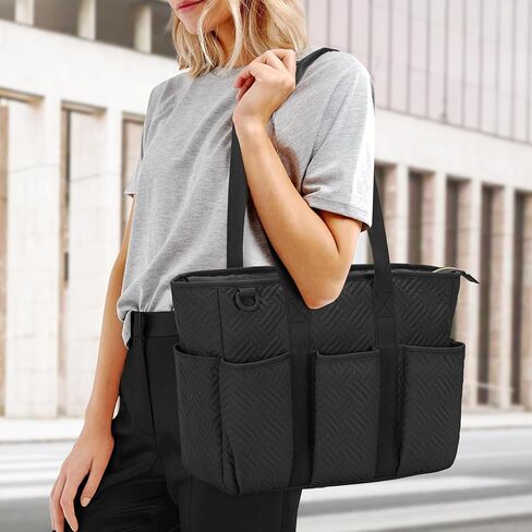 Fasrom Large Bible Cover for Women, Bible Case Study Tote Bag with Laptop Compartment for Church Accessories and Books, Black (Empty Bag Only) in Kuwait