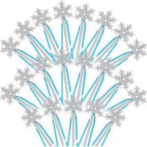 Civaner 21 Pieces Wand Winter Princess Wands Snowflake Wand Silver Wand Snowflake Wand Snowflake Magic Wand Ice Princess Snowflake Wands Dazzling Party Favors for Birthday Party Playing Dress