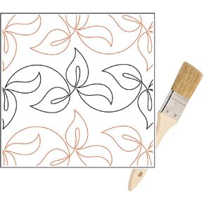 Quilting Pantographs Pattern Paper Roll - for Longarm Quilting Machines - Easy Leaves Design Quilt Pantograph - Set Includes Long Arm Quilting Sewing Machine Cleaning Brush for Rails and Tracks