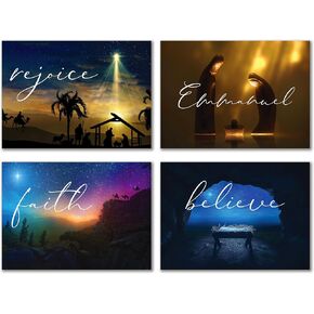 JBH Creations Simply Faithful Religious Christmas Cards with Bible Verses - Pack of 24