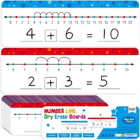 26 PCS Number Line Dry Erase Boards, Writable and Erasable Double Sided Board-0-10 on One Side & 0-20 on Other Side Math White Board for Kids, Students, Classroom and Home (12" x 4", Colorful Stars) in Kuwait