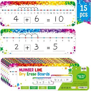 26 Packs Number Line Dry Erase Boards Cards, Double Sided Writable and Erasable Board-0-10 on One Side & 0-20 on Other Side Math White Board for Kids, Students, Classroom and Home (12" x 4")