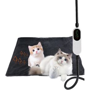 ZTJ Pet Heating Pad, Heated Cat Bed & Heated Dog Bed with Adjustable Temperatures, Timer, Chew Resistant Cord, Heated Floor Mat, Waterproof with Soft Cover for Dogs & Cats (24 * 35 inch)