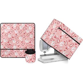 Pink Sewing Machine Dust Cover & Sewing Machine Table Mat, Set Of 2 Dust Covers for Sewing Machines & Muffling Mat Organizer for Sewing Machine Durable Sew Machine Protective Cover