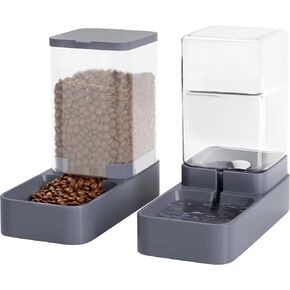 Automatic Cat Feeder and Water Dispenser with Pet Food Bowl,Gravity Food Feeder and Waterer Dispenser in Set for Small Medium Dog Puppy Kitten Rabbit Bunny Large Capacity(3.3L x 2)