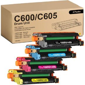 استبدال وحدة طبل التصوير Versalink C600/C605 لـ Xerox 108R01488 أسود 108R01485 108R01486 108R01487 خرطوشة طبل لطابعة Versalink C600 C600N C600DT C605 C605DN C605S (4 عبوات، BK/C/Y/M)