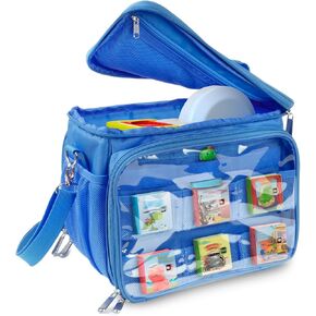 Carrying Case Compatible with Little Tikes Story Dream Machine Books Starter Set, Kids Toys Protective Bag with Handle and Shoulder Strap for Storytime, Little Character Collection(Blue)
