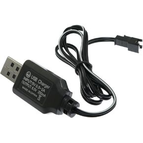 Maxmoral 6.0V 250mA USB Charger Power Adapter Cable for 6V 700mAh Ni-cd Battery 4WD Old Version Amphibious Stunt RC Cars Vehicle/SM-2P 6V USB 2, 60cm Length