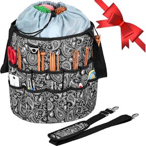 yookee home Crochet Bag Organizer Crochet Storage Bag Yarn Organizer for Crochet Accessories and Supplies Yarn Bag for Crocheting,Yarn Holder, Knitting Bag,Yarn Tote Yarn Storage Organizer Paisley