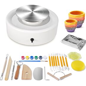 Mini Pottery Wheel Kit, 6 Inch Pottery Wheel for Kids, Clay Wheel Pottery for Adults, Beginners, Crafts for Home DIY, Ceramic Work, Art Creation, Including 21PCS Clay Tools (Green)