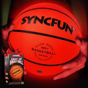 SYNCFUN يتوهج في كرة السلة المظلمة للأولاد، كرة السلة المضيئة لألعاب كرة السلة الليلية، كرة حمراء متوهجة، هدايا إكسسوارات كرة السلة للأولاد المراهقين الذين تتراوح أعمارهم بين 3 سنوات فما فوق