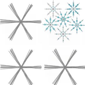 24Pcs Christmas Snowflake Wire Forms Metal Wire Beading Wire Xmas Bead Wire for DIY Jewelry Making Wrapping Party Winter Decorations Craft Supplies,6inch (Silver, 6inch)