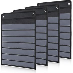 4 Pcs Magnetic Pocket Chart Standard Pocket Chart Classroom Pocket Chart with 40 Pcs Dry Erase Cards for Daily Schedule Class Demonstrations Office Home Activities, Black